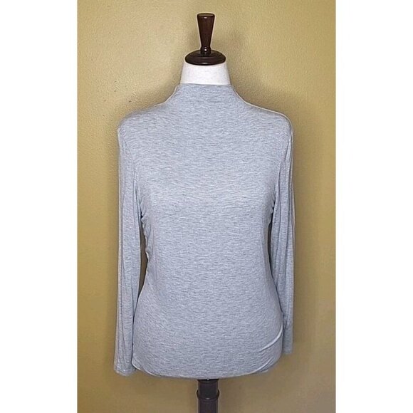 Christian Siriano New York Womens Large Heather Gray High Neck Blouse Rayon Visc - Picture 1 of 8